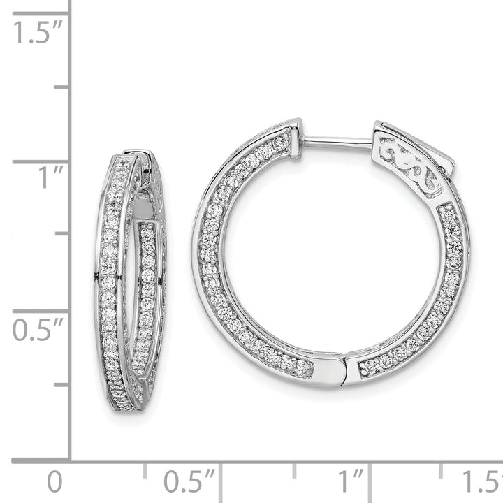 Sterling Silver 200 Stones Round Hoop Earrings