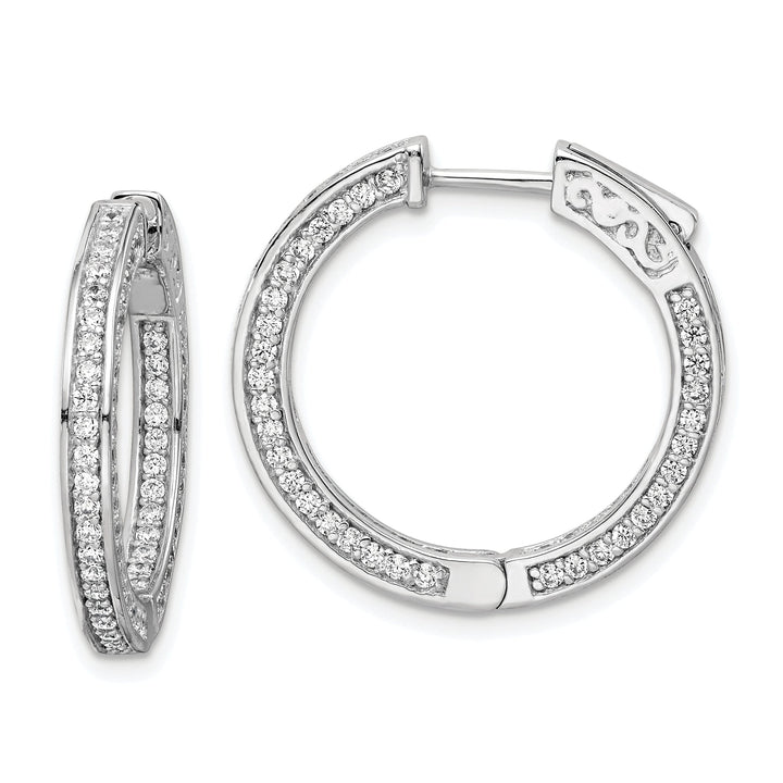 Sterling Silver 200 Stones Round Hoop Earrings