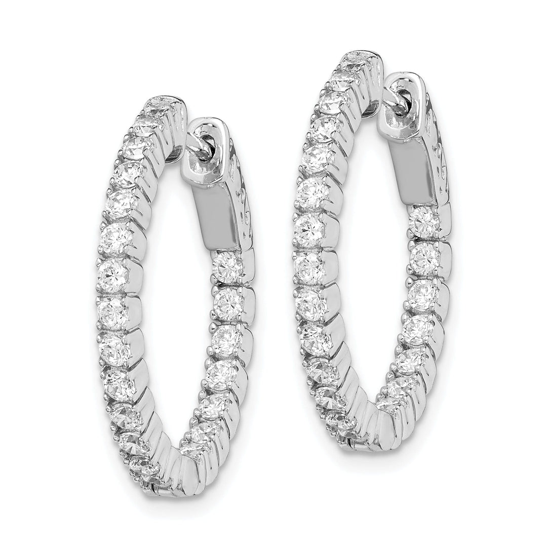 Sterling Silver 44 Stones Round Hoop Earrings