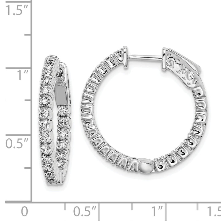 Sterling Silver 44 Stones Round Hoop Earrings