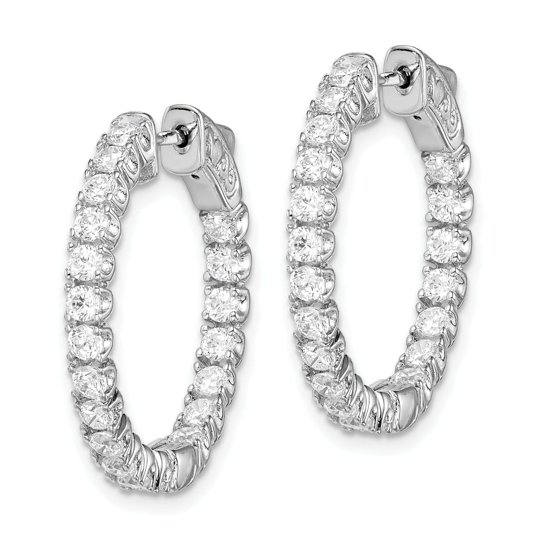 Sterling Silver 40 Stones Round Hoop Earrings