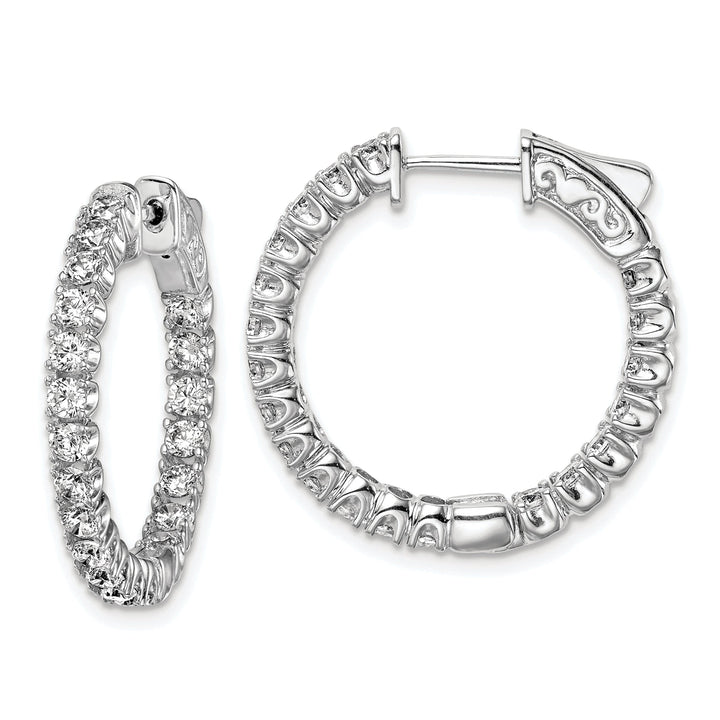 Sterling Silver 40 Stones Round Hoop Earrings