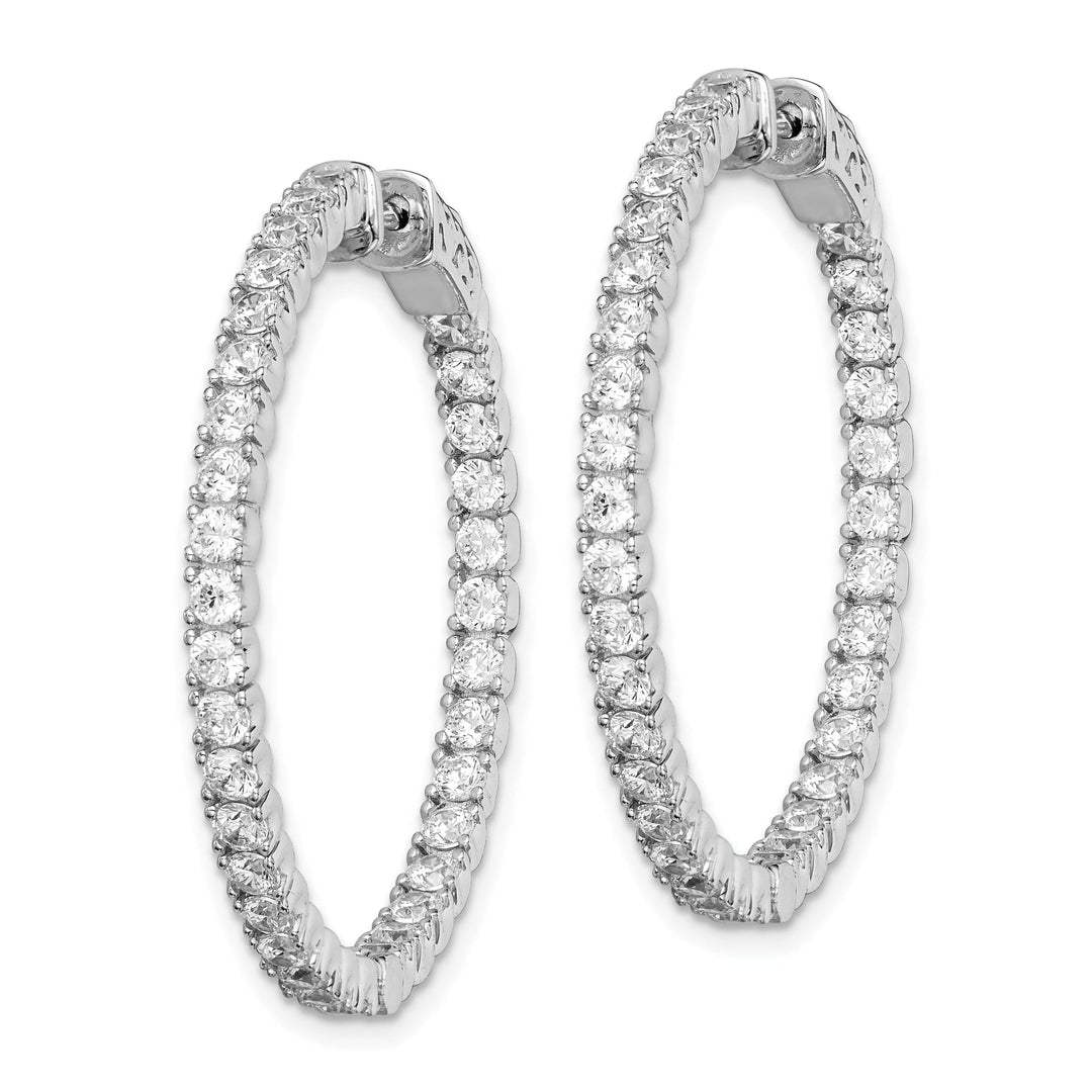 Sterling Silver 68 Stones Round Hoop Earrings