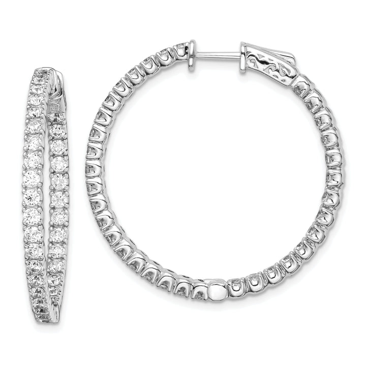 Sterling Silver 68 Stones Round Hoop Earrings