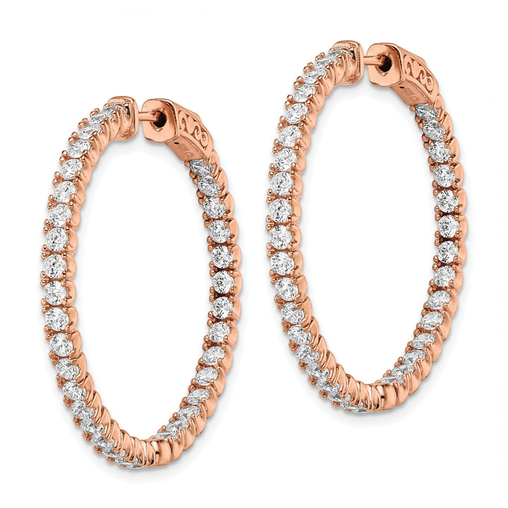 Sterling Silver CZ Round Hoop Earrings