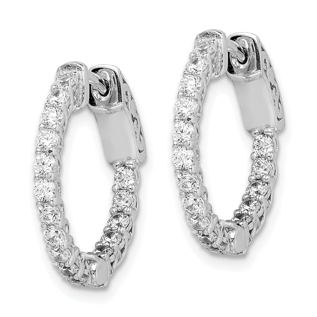 Sterling Silver 32 Stones Round Hoop Earrings