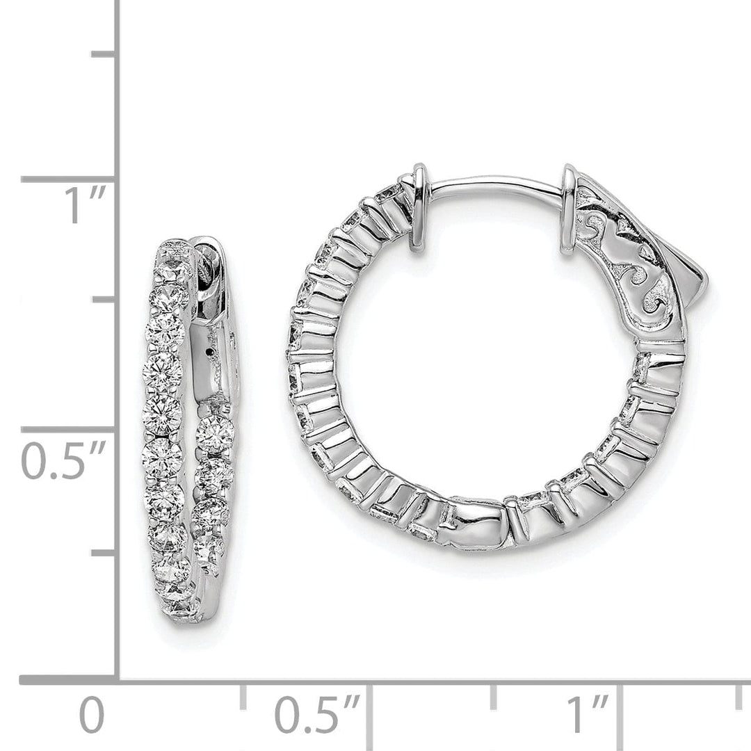 Sterling Silver 32 Stones Round Hoop Earrings