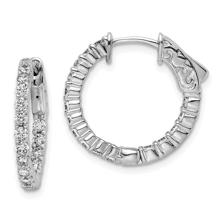 Sterling Silver 32 Stones Round Hoop Earrings