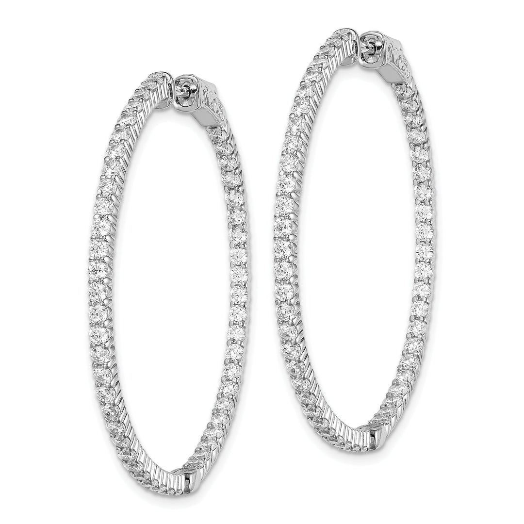 Sterling Silver 100 Stones Round Hoop Earrings