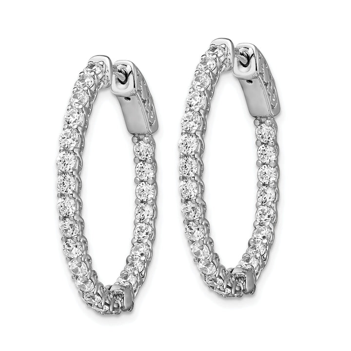 Sterling Silver CZ 46 Stones Oval Hoop Earrings