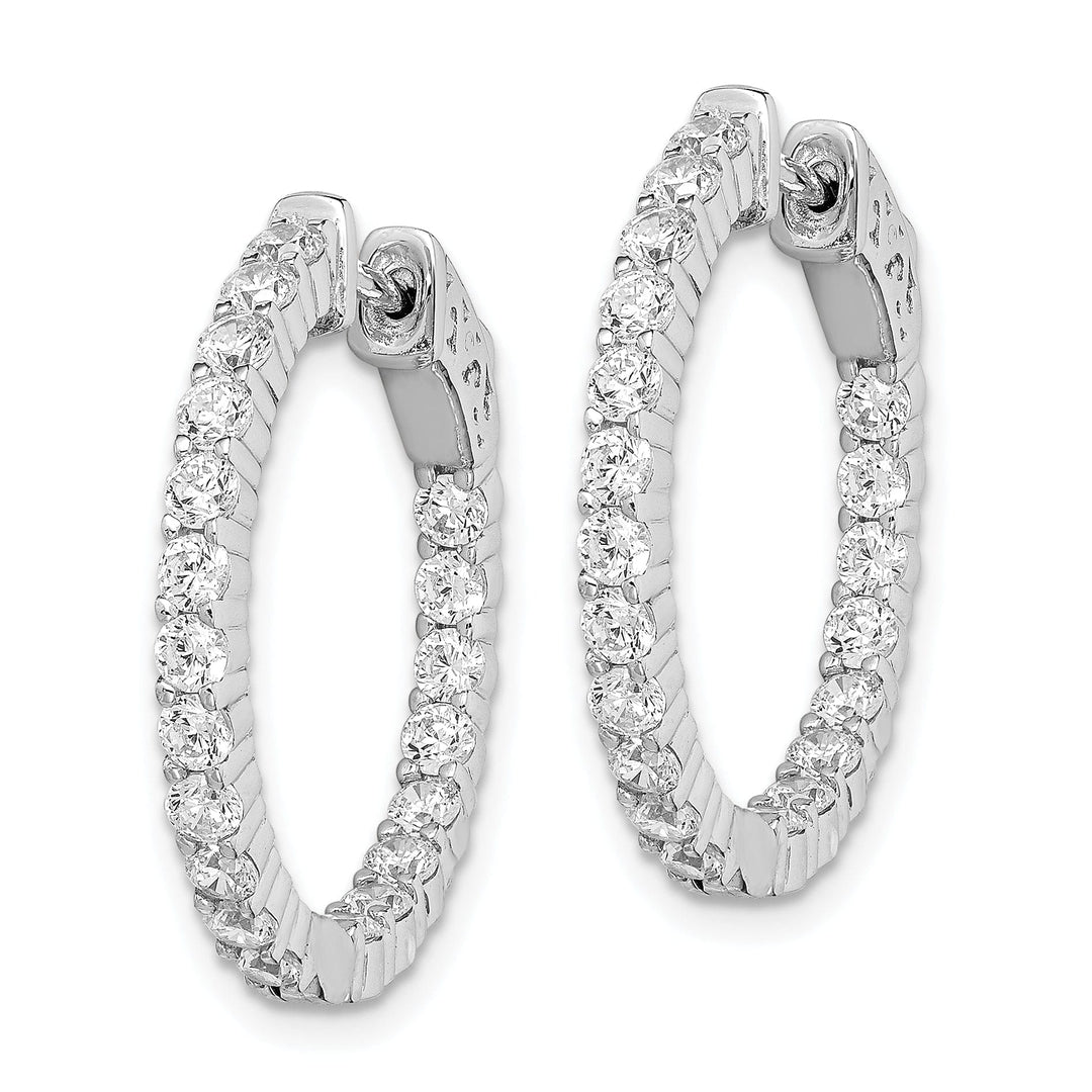 Sterling Silver 40 Stones Round Hoop Earrings