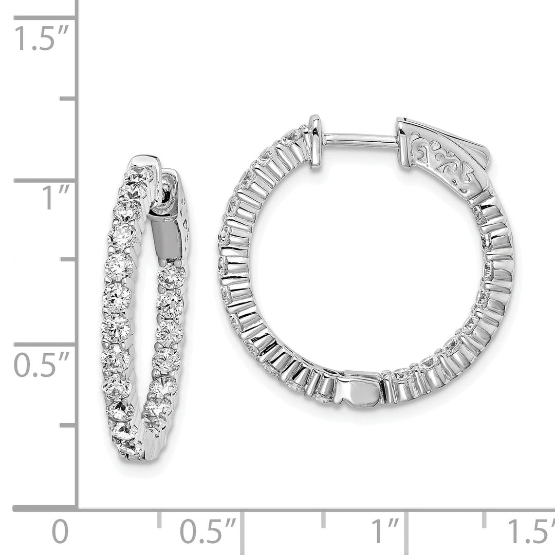 Sterling Silver 40 Stones Round Hoop Earrings