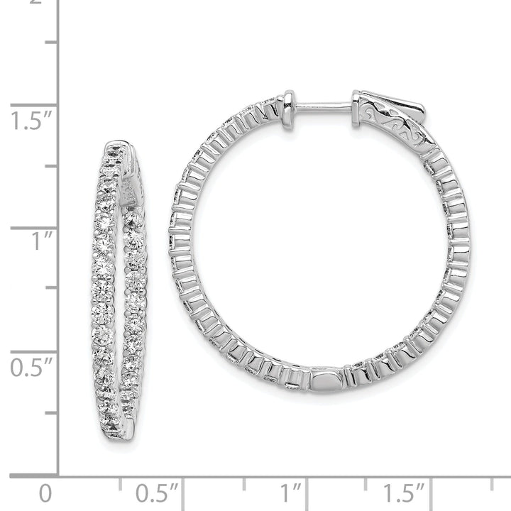 Sterling Silver 60 Stones Round Hoop Earrings