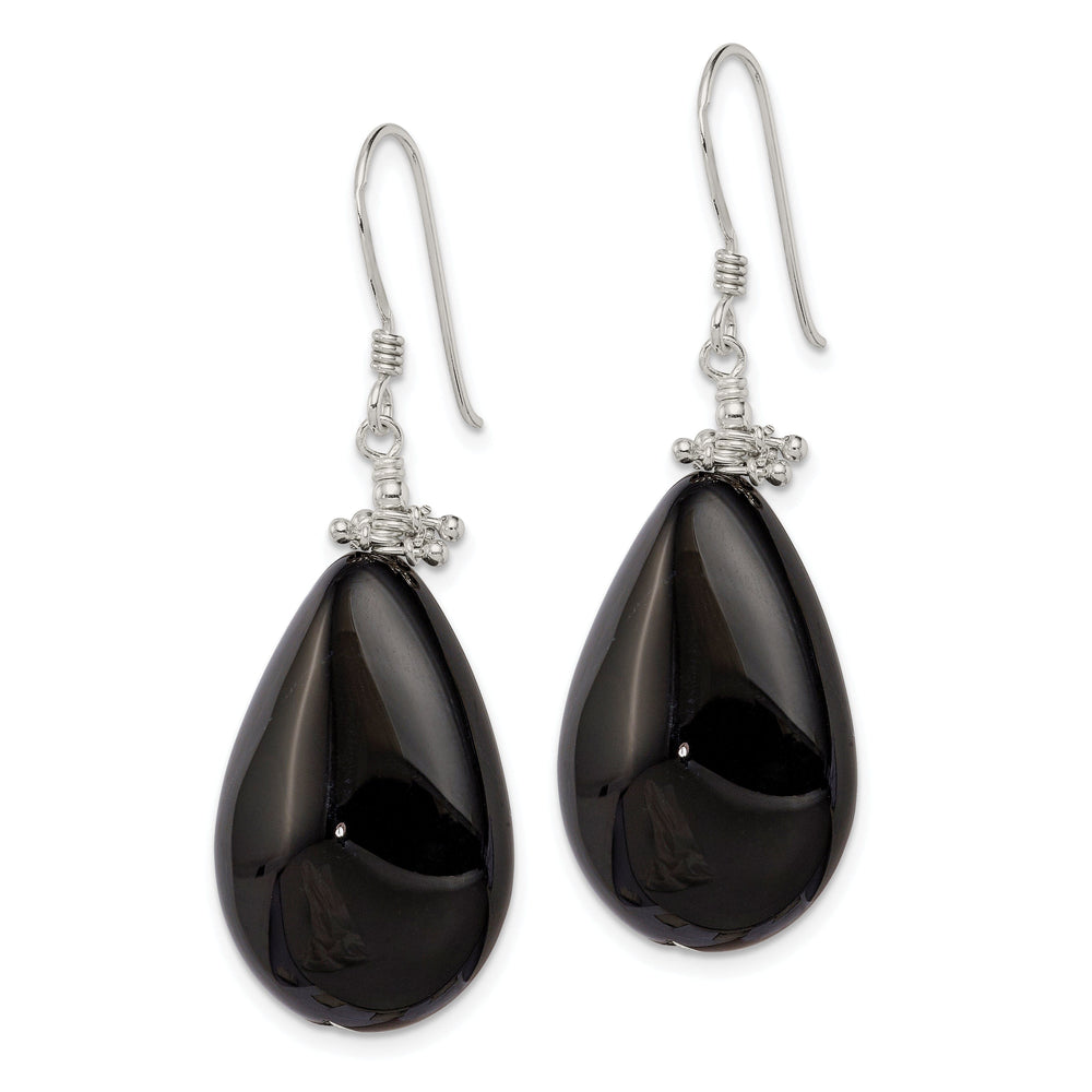 Sterling Silver Black Agate Dangle Earrings