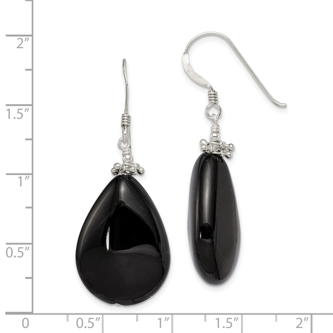 Sterling Silver Black Agate Dangle Earrings