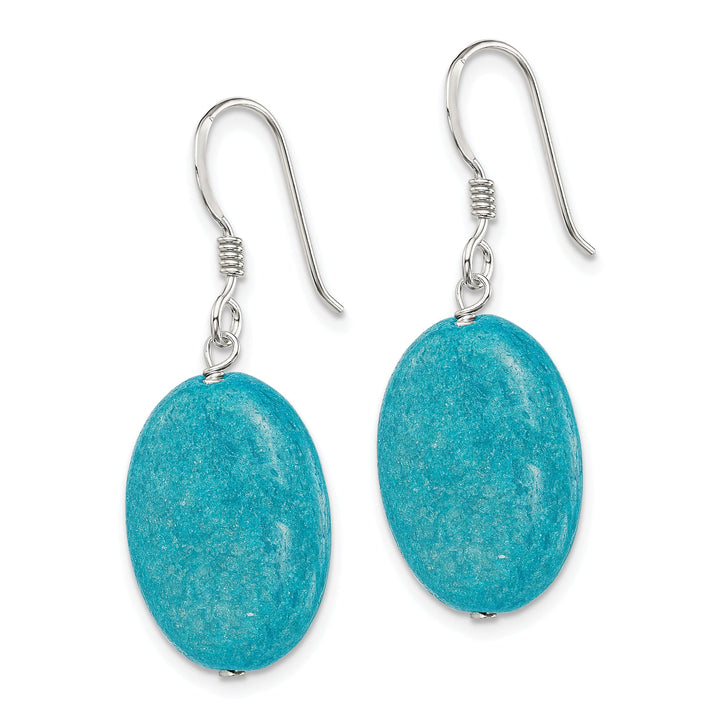 Silver Aventurine Teal Dangle Hook Earrings