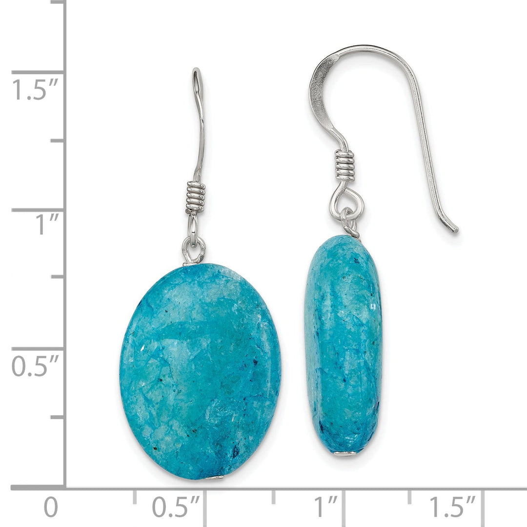 Silver Aventurine Teal Dangle Hook Earrings