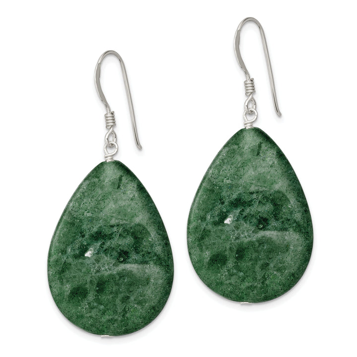 Silver Aventurine Green Tear Drop Earrings