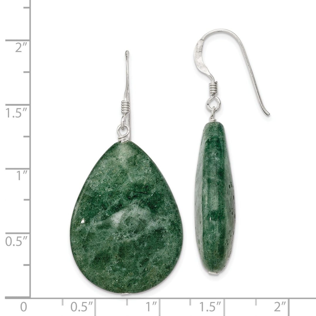 Silver Aventurine Green Tear Drop Earrings