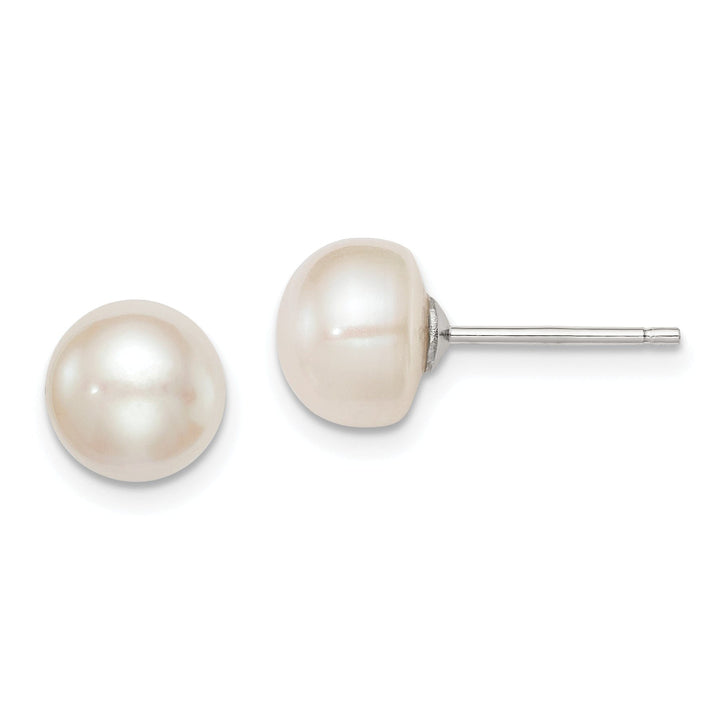 Silver White Fresh Water Cultured Pearl Earring