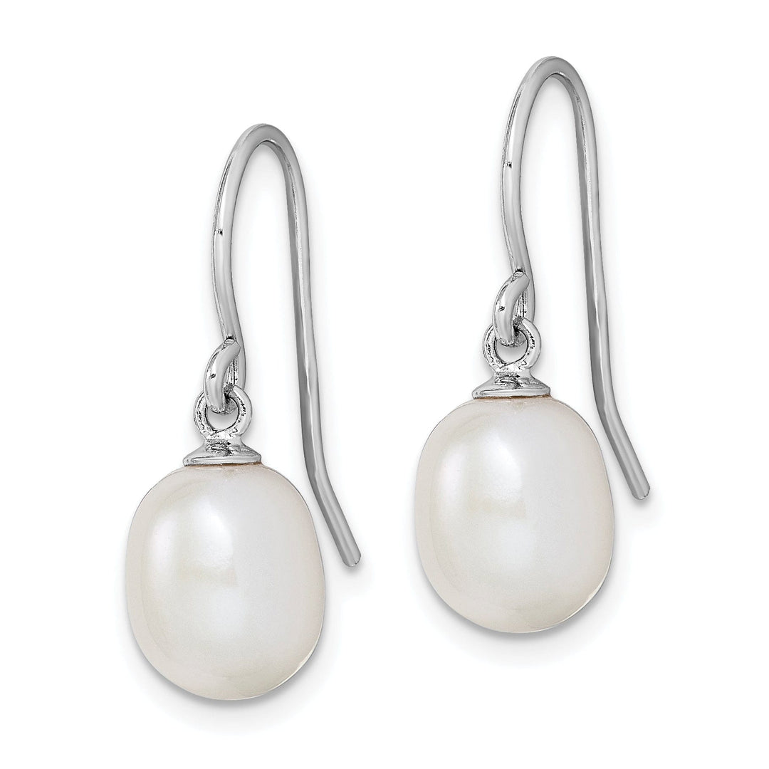 Silver Fresh Water Pearl Dangle Hook Earrings