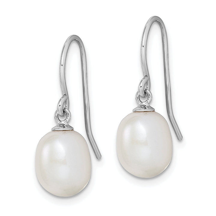 Silver Fresh Water Pearl Dangle Hook Earrings