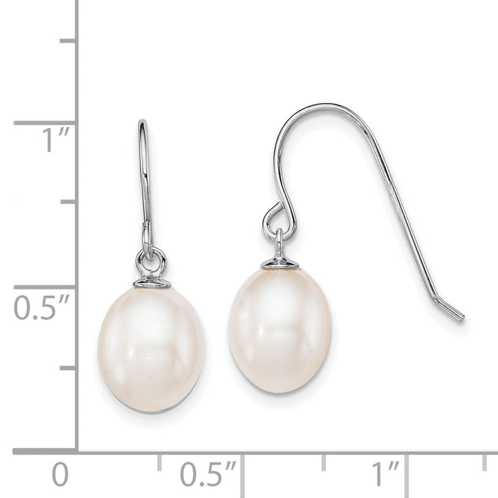 Silver Fresh Water Pearl Dangle Hook Earrings