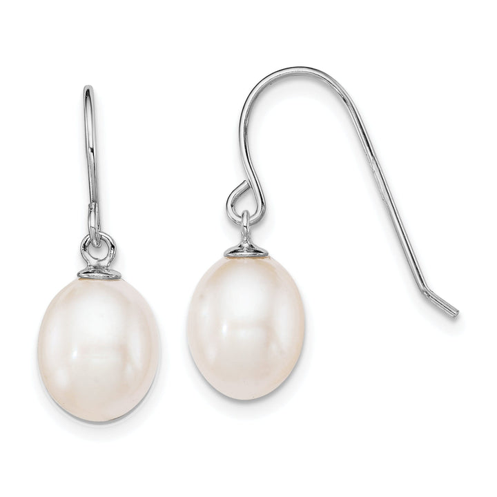 Silver Fresh Water Pearl Dangle Hook Earrings