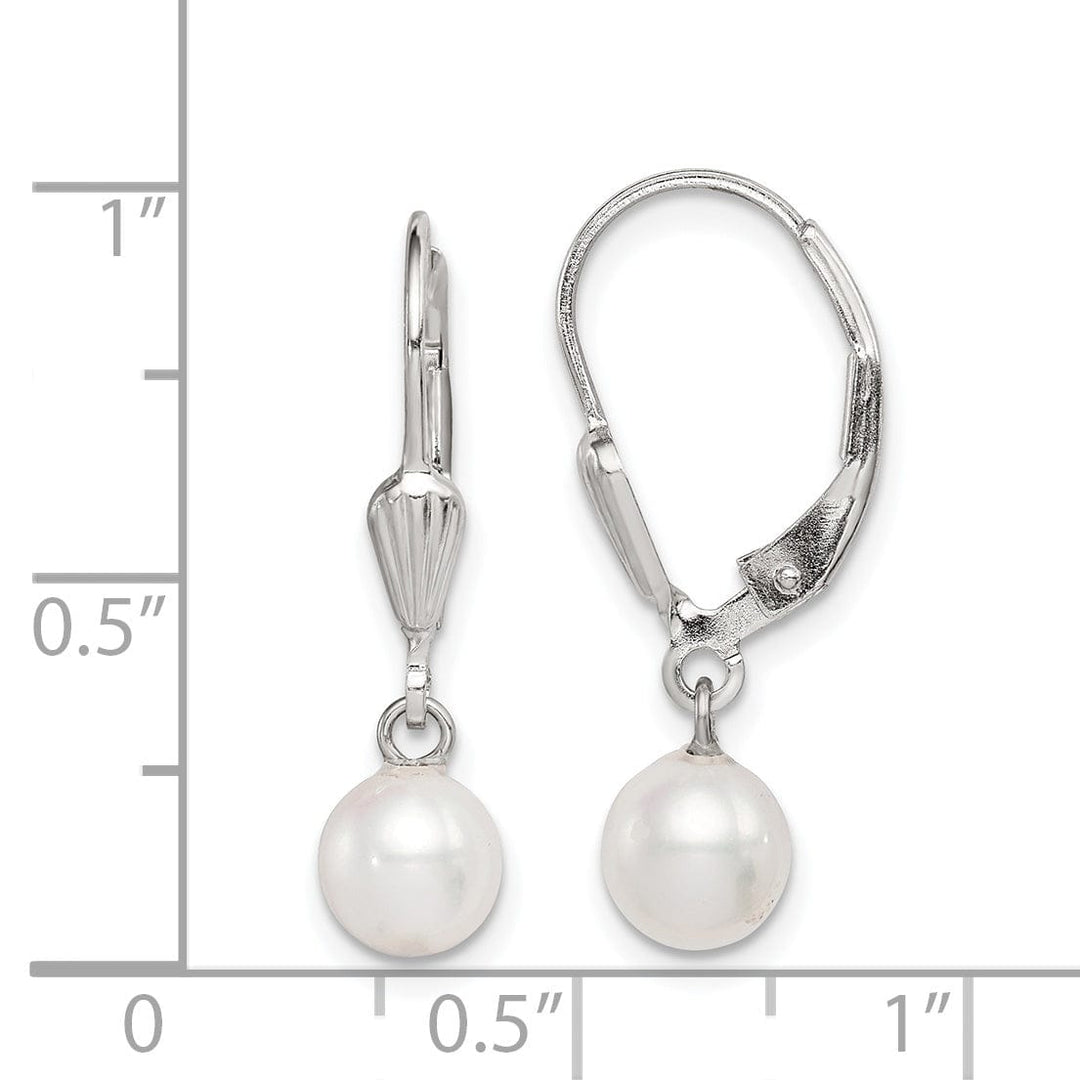 Silver Fresh Water Pearl Leverback Earrings