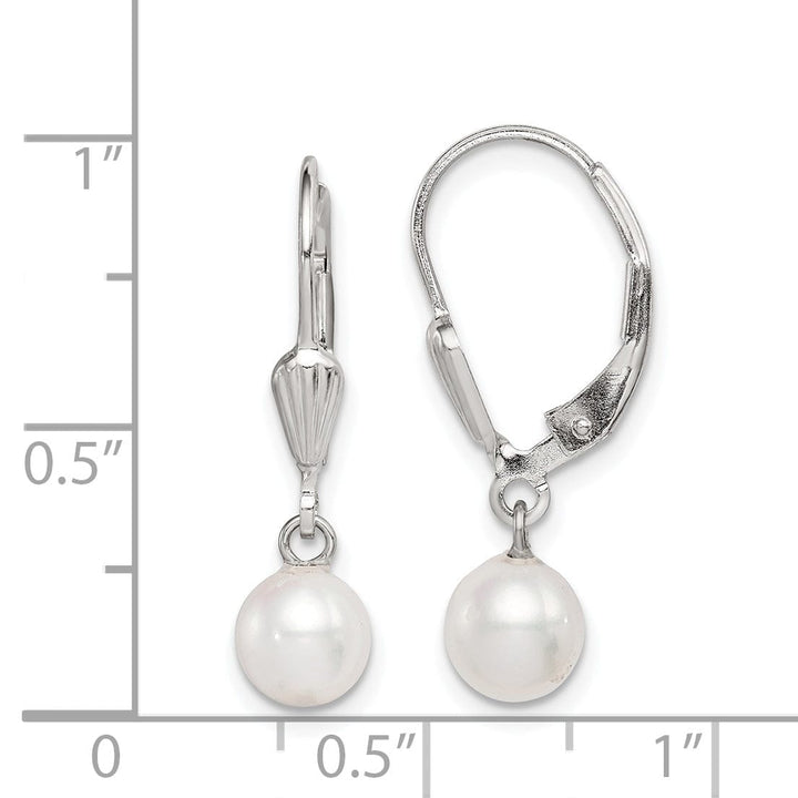 Silver Fresh Water Pearl Leverback Earrings