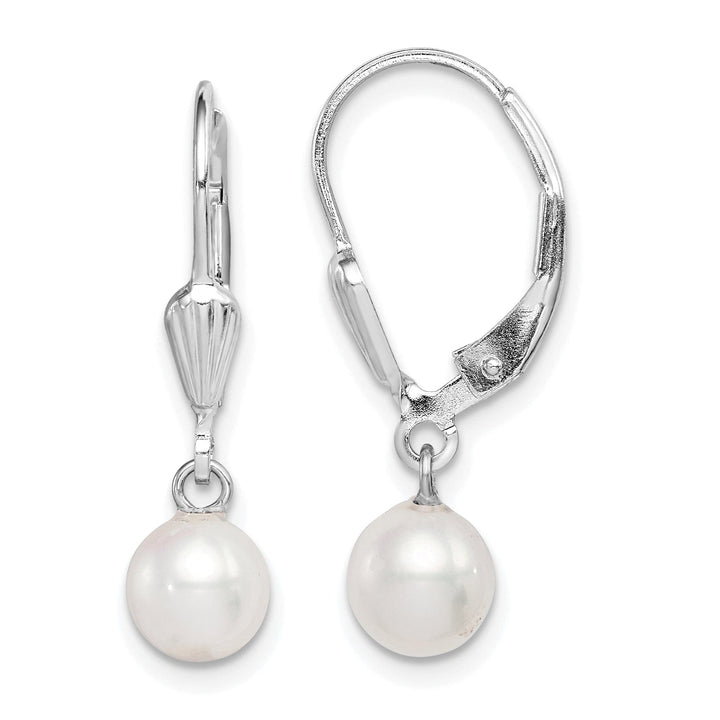 Silver Fresh Water Pearl Leverback Earrings