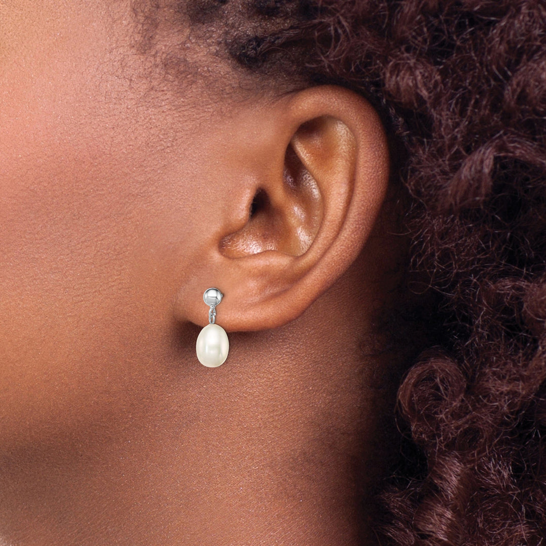 Silver White Fresh Water Pearl Post Earrings