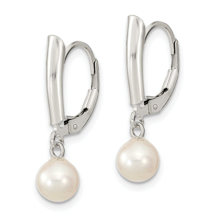 Silver Fresh Water Pearl Leverback Earrings