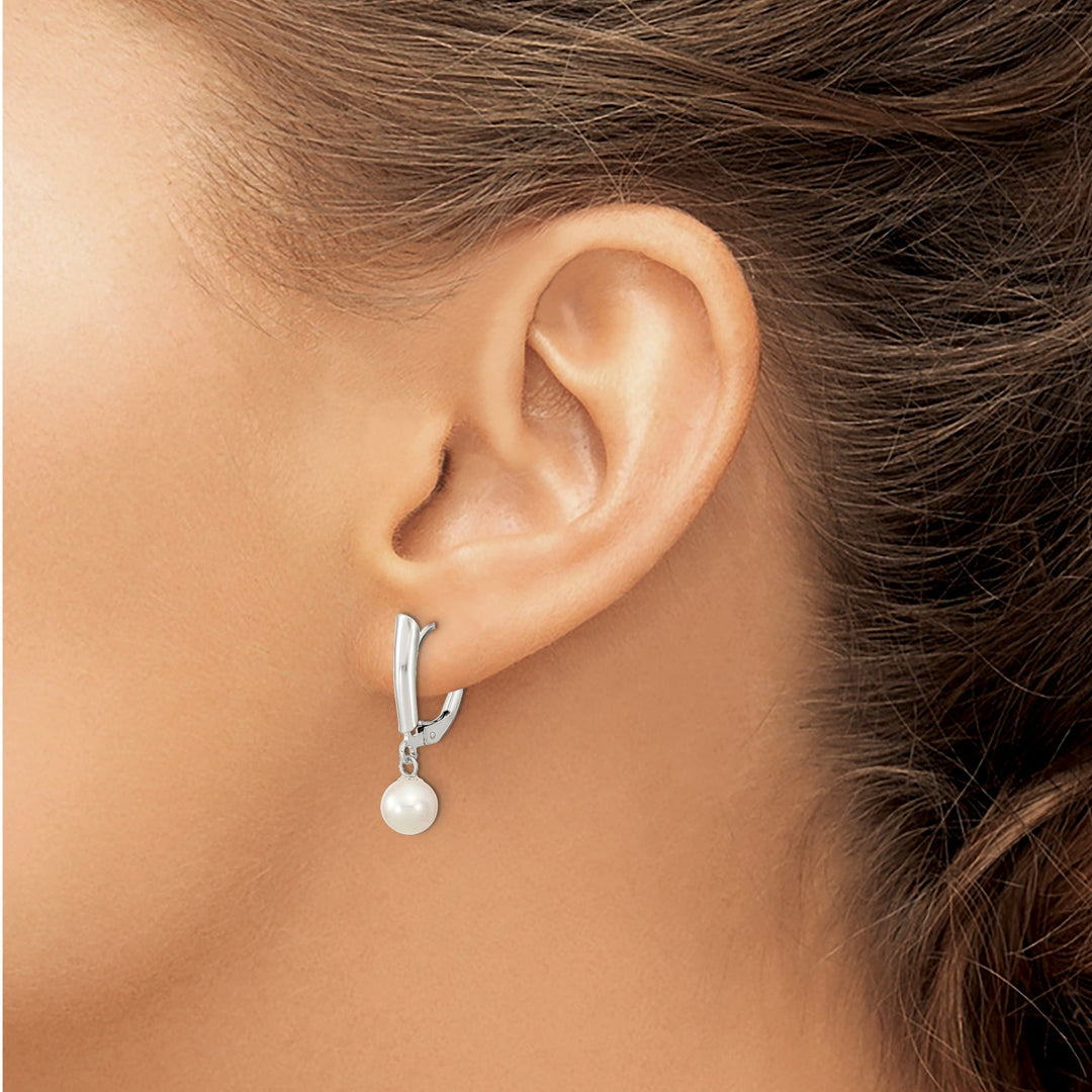 Silver Fresh Water Pearl Leverback Earrings