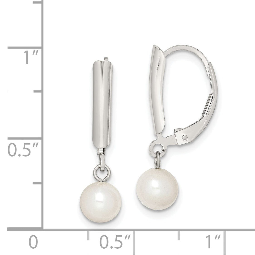 Silver Fresh Water Pearl Leverback Earrings