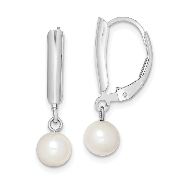 Silver Fresh Water Pearl Leverback Earrings