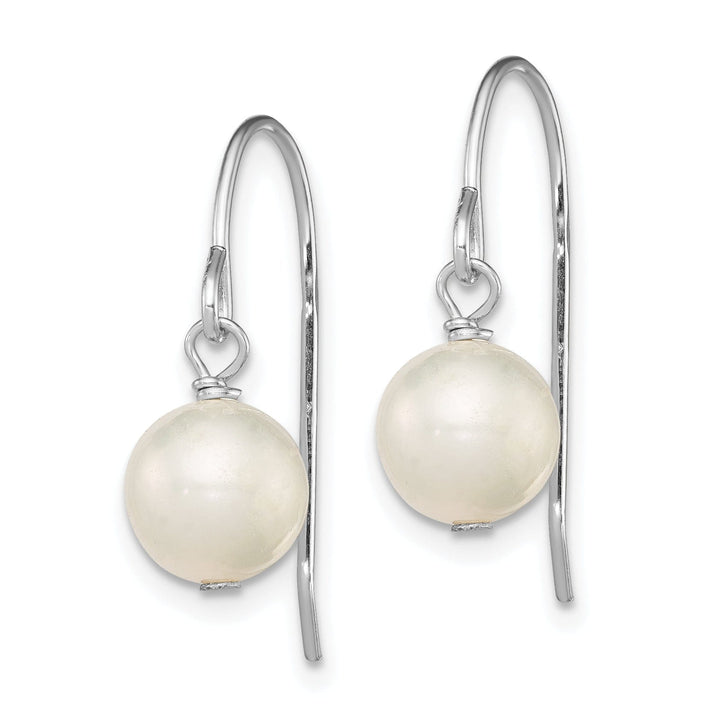 Silver Fresh Water Pearl Dangle Hook Earrings