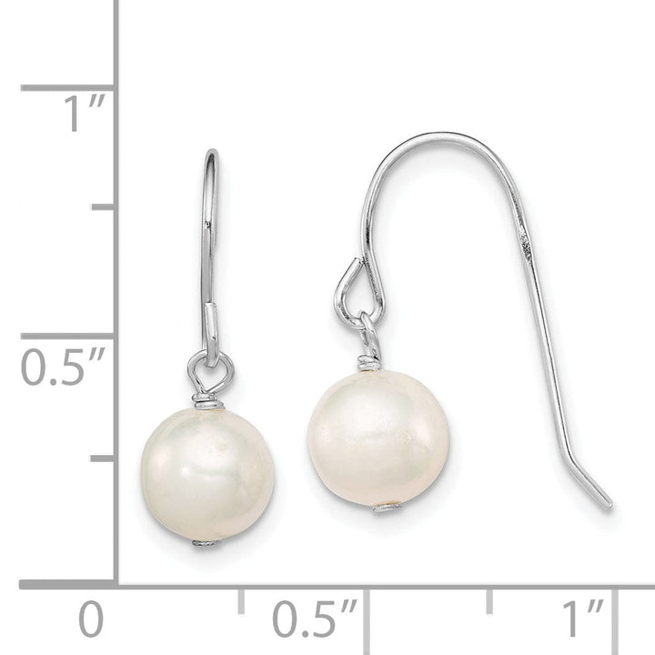 Silver Fresh Water Pearl Dangle Hook Earrings