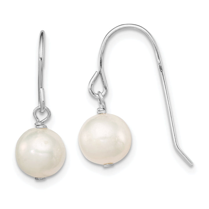 Silver Fresh Water Pearl Dangle Hook Earrings