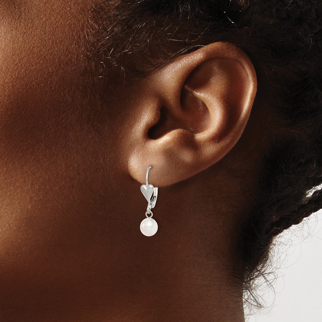 Silver Fresh Water Pearl Leverback Earrings