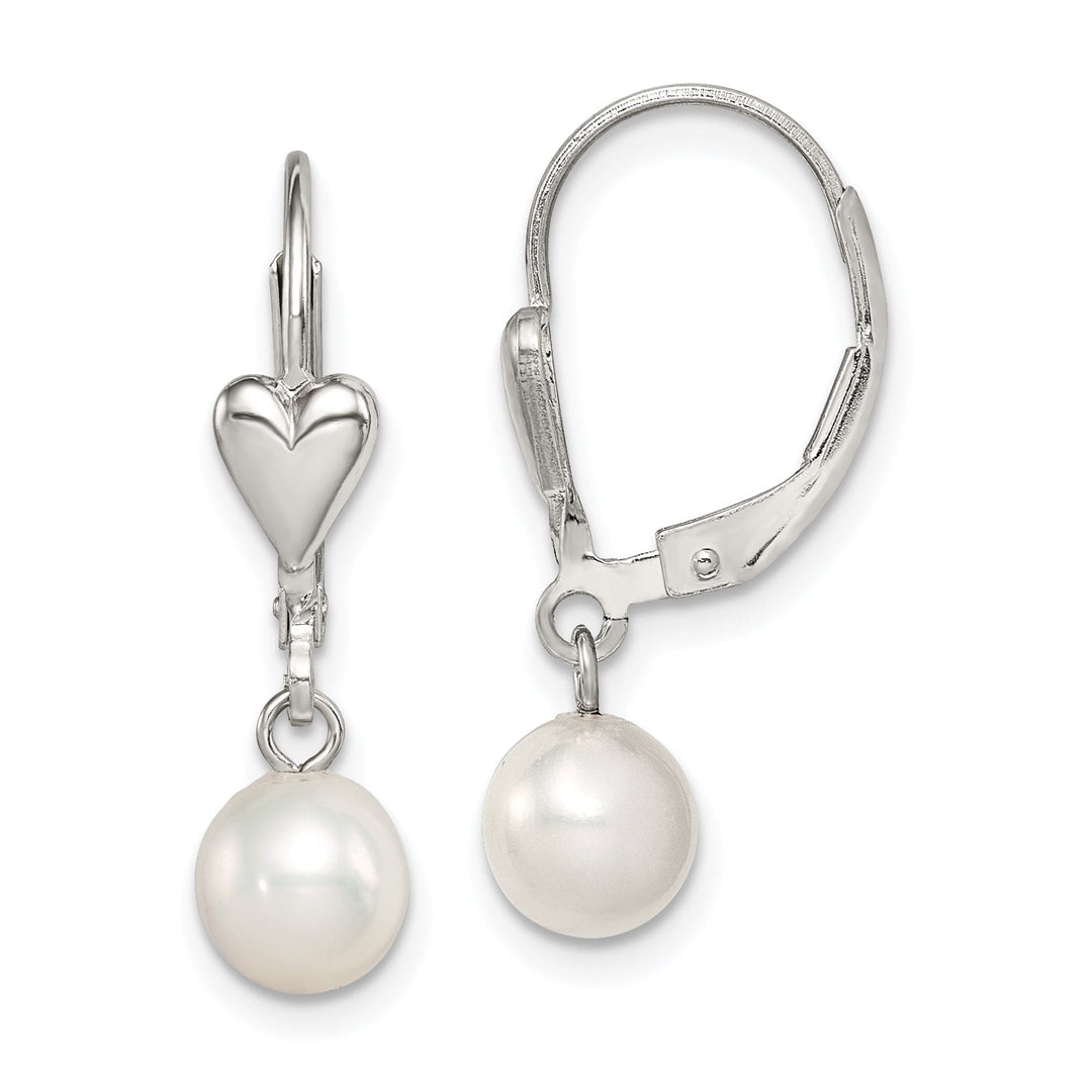 Silver Fresh Water Pearl Leverback Earrings