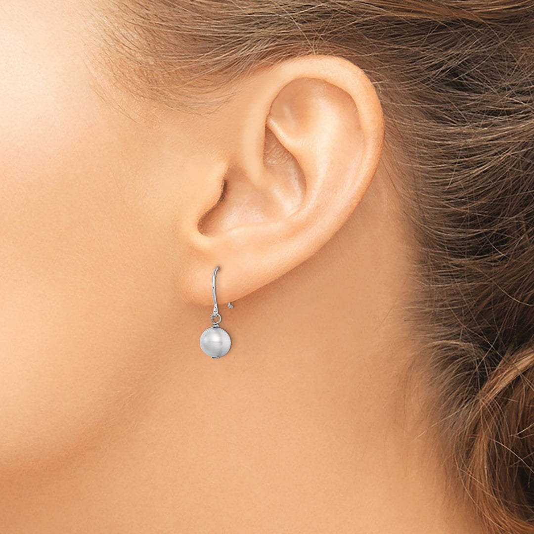 Silver Grey Fresh Water Pearl Dangle Earrings