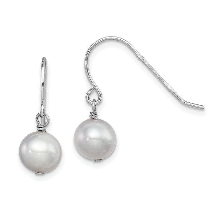 Silver Grey Fresh Water Pearl Dangle Earrings