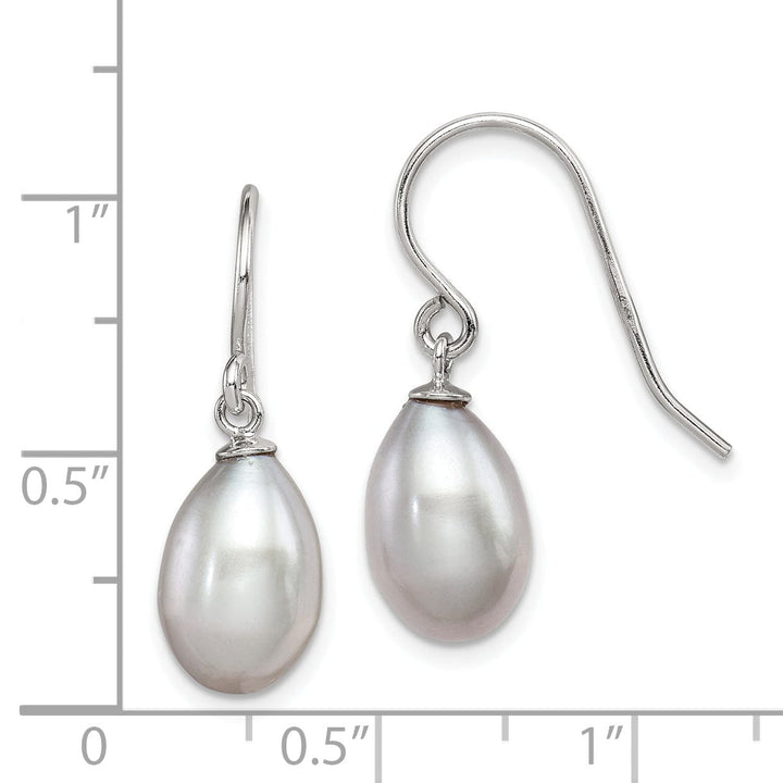 Silver Grey Fresh Water Pearl Dangle Earrings