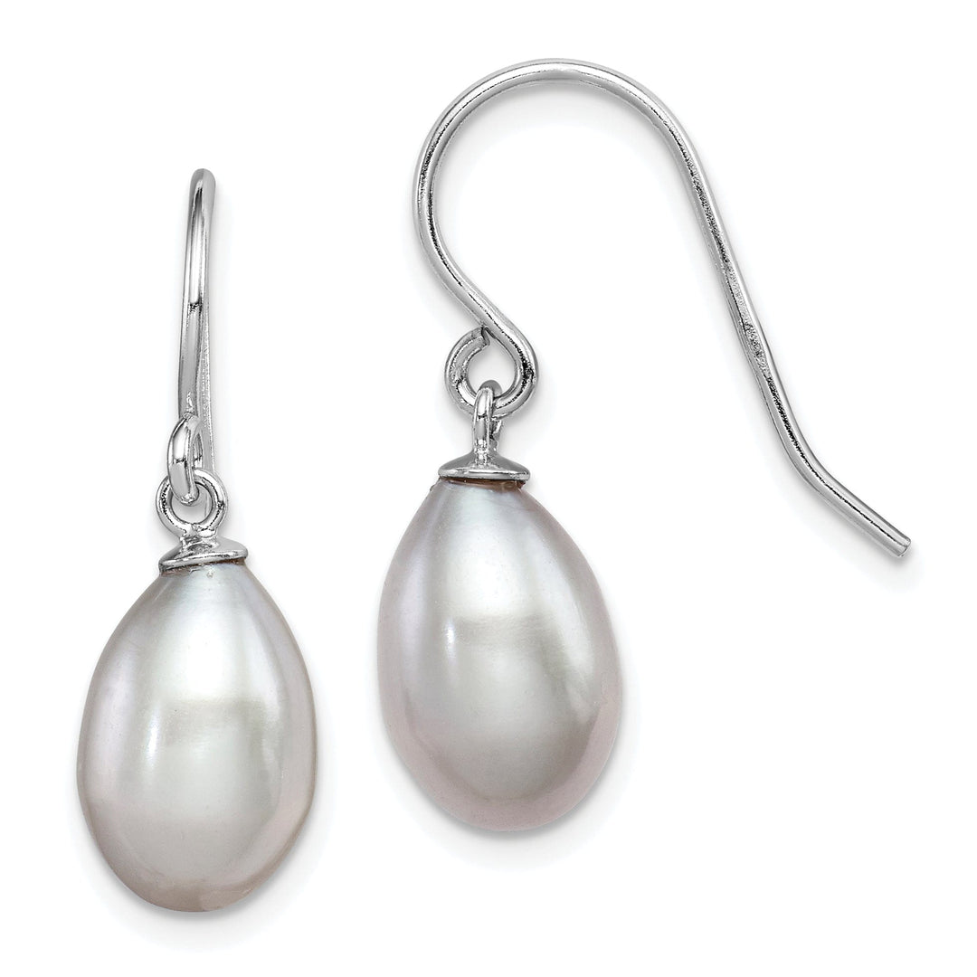 Silver Grey Fresh Water Pearl Dangle Earrings