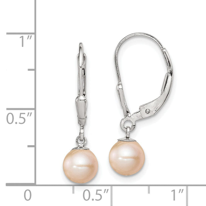 Silver Hook Pink Pearl Leverback Hook Earrings