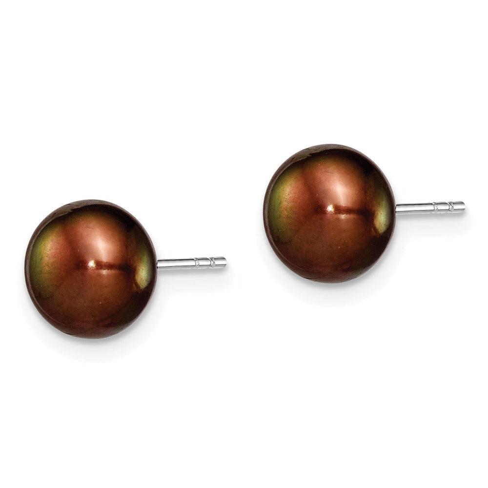 Silver Brown Fresh Water Cultured Pearl Earring