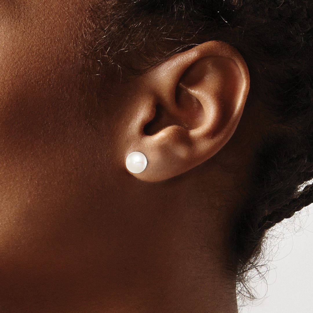 Silver White Fresh Water Cultured Pearl Earring