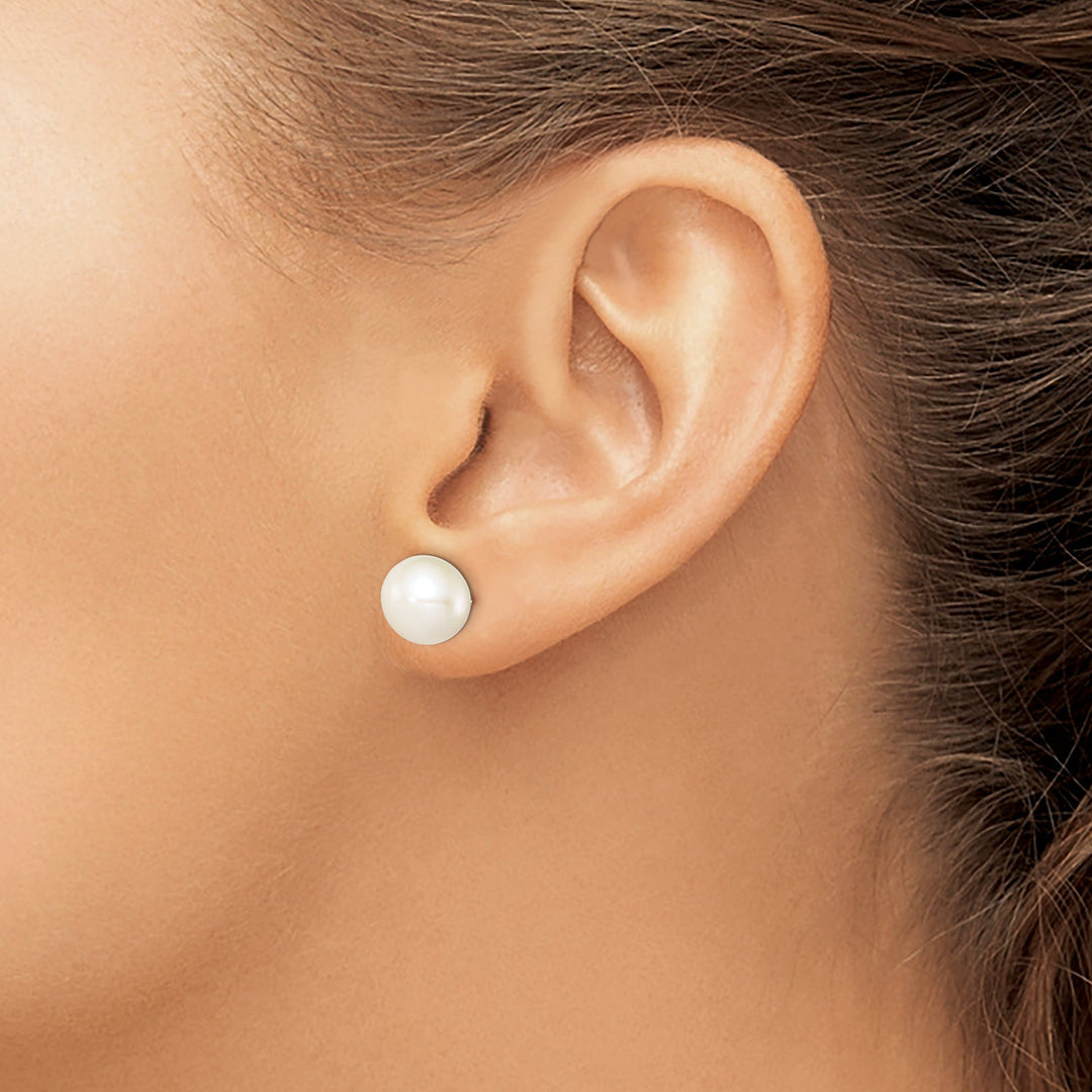 Silver White Fresh Water Cultured Pearl Earring