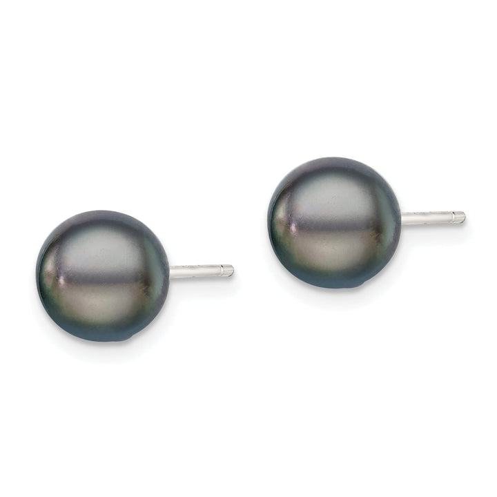 Silver Black Fresh Water Cultured Pearl Earring